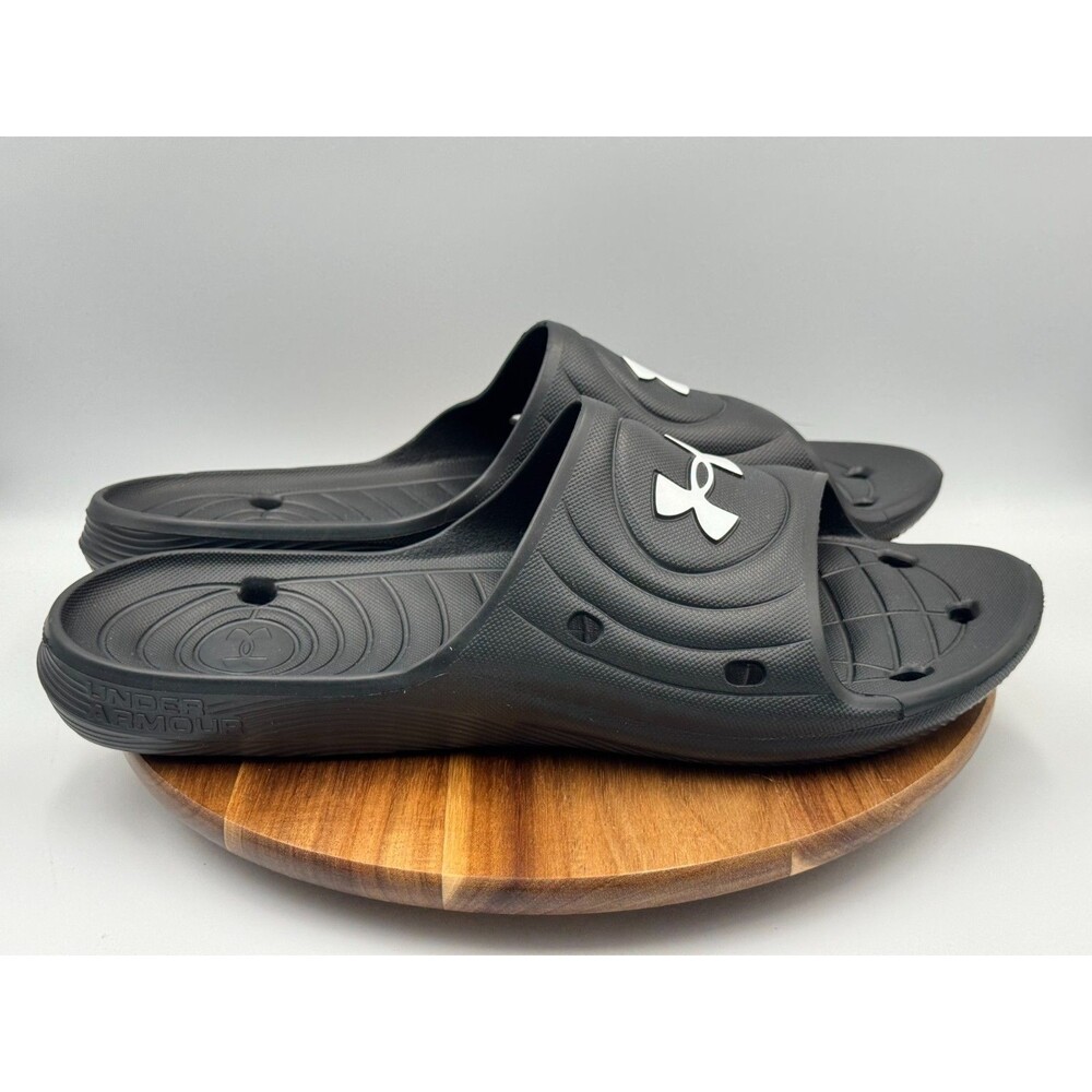 UNDER ARMOUR Locker IV SL Size 18 Mens Slip On Slides Black Sandals 3023758-001